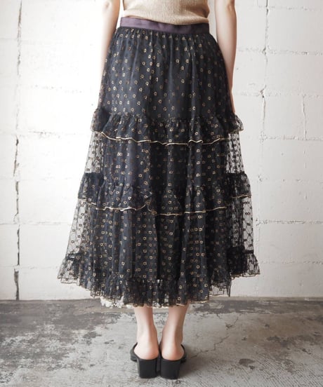 Small Pattern Lame × Seethough Skirt BKGD