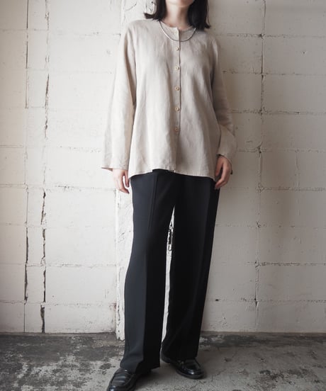 FLAX Collarless Linen Shirt Jacket BE
