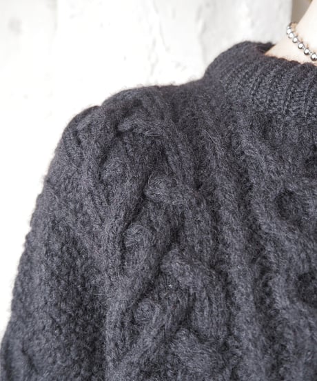 Cropped Piece Dyeing Fisherman Knit BK