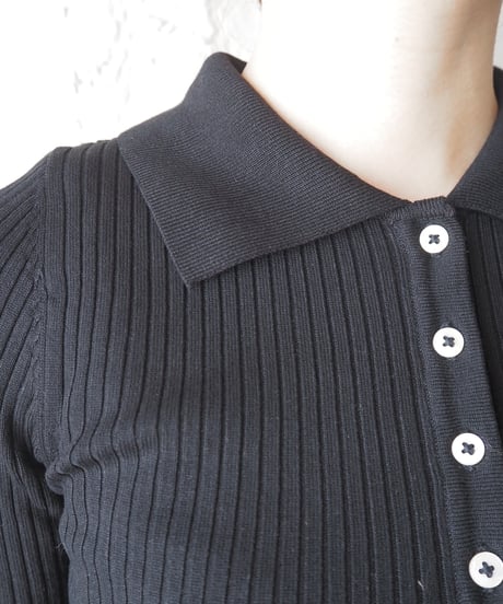 Rib Polo Knit BK