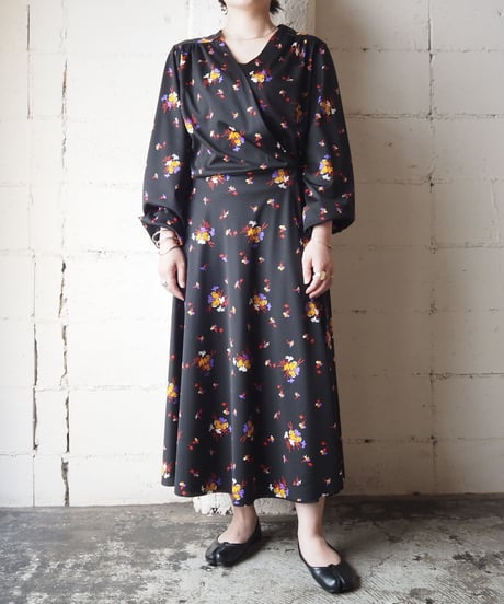 1970's Cachecouer Flower Pattern Dress BK