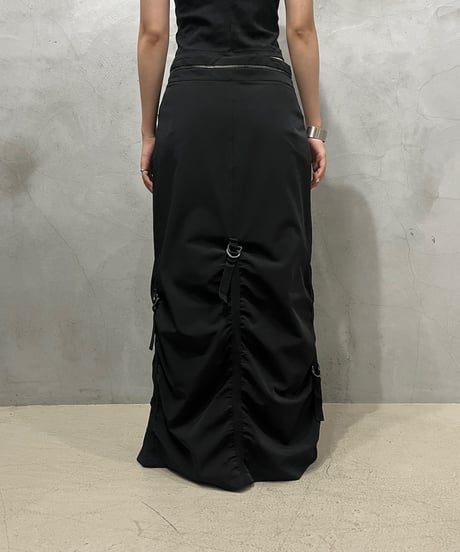 Waist Zip Design Drawstring Tight Skirt BK