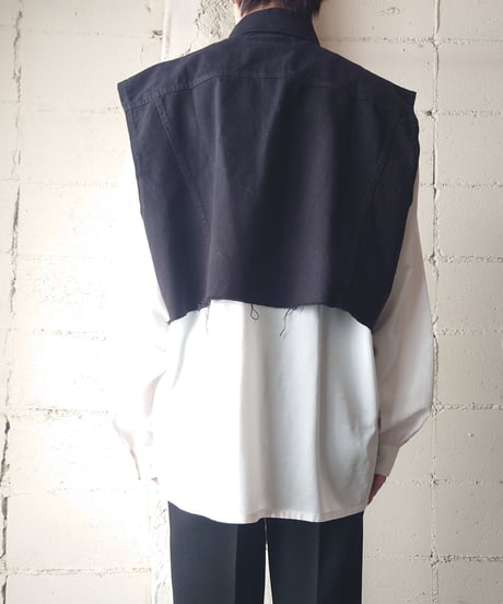 Cutoff Denim Short Vest BK