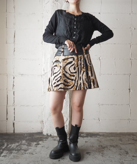 Leather×Leopard Mini Skirt BKBE