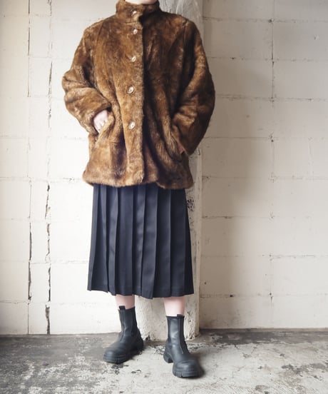 Stand Collar Fake Fur Coat CM