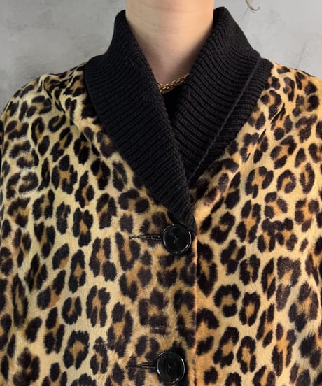 Leopard Pattern Design Knit Jacket BEBK