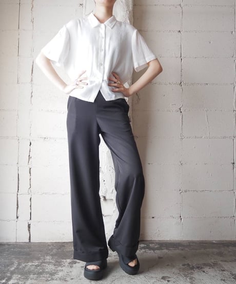 Waist Embroidery Open Collar Shirt WH