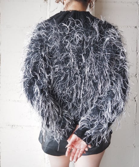 Black × White Shaggy Sweater BKWH