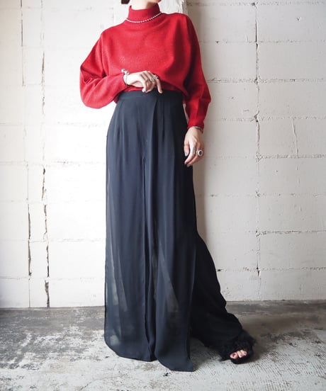 Mock Neck Lame Rib Knit RE