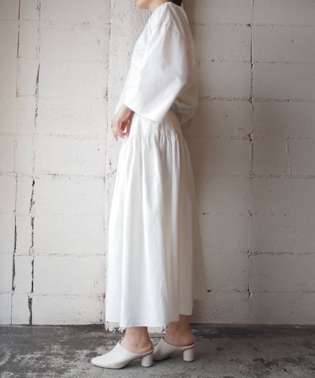 Collarless Waist Gather Dress WH