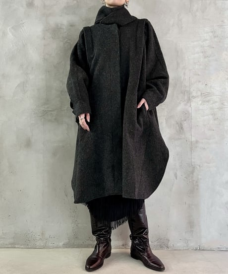 Collar Design Side Slit Dolman Sleeve Coat GR