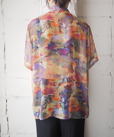 Drawing Pattern S/S Sheer Shirt  OR YE