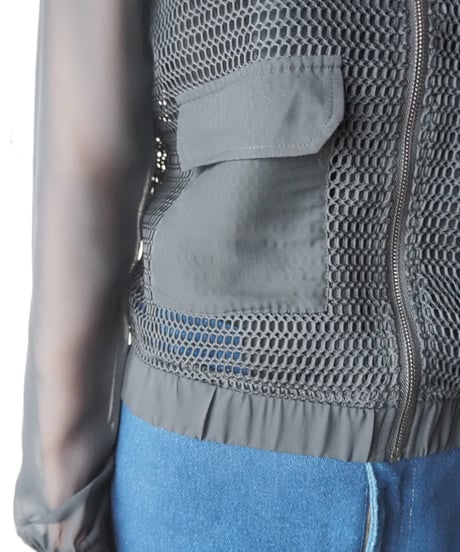 Sheer Sleeve Mesh Jacket BK