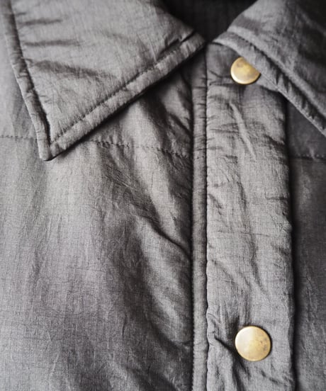 Snap Button Padded Long Coat BK