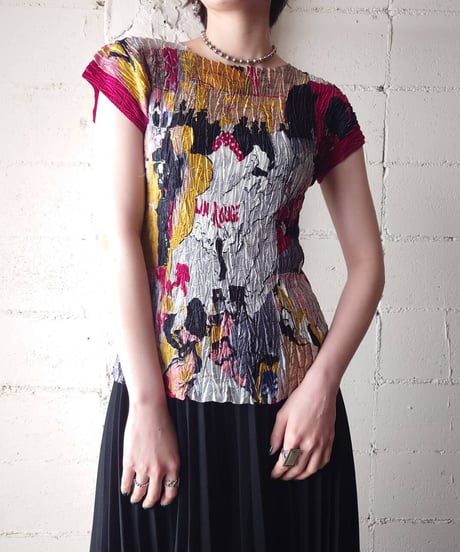 Pleated Lautrec Print Tops REGR