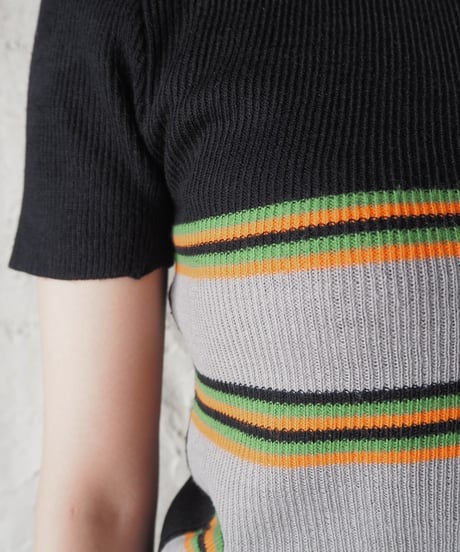 Short Sleeve Multi Collar Knit BKGROR