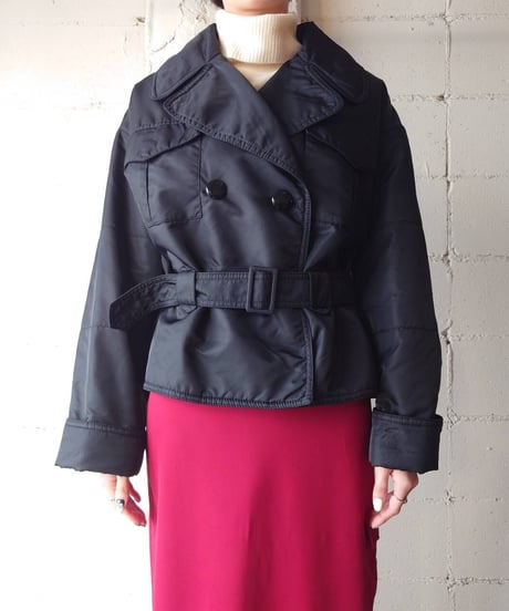 Open Collar Belted Jacket BK