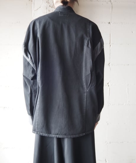 White Stitch Switching Shirt BKGR