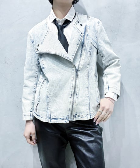 HELMUT LANG Acid Wash Denim Riders Jacket LBL