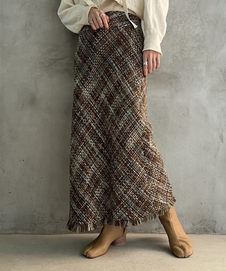 Tweed Aline Fringe Skirt BRBL