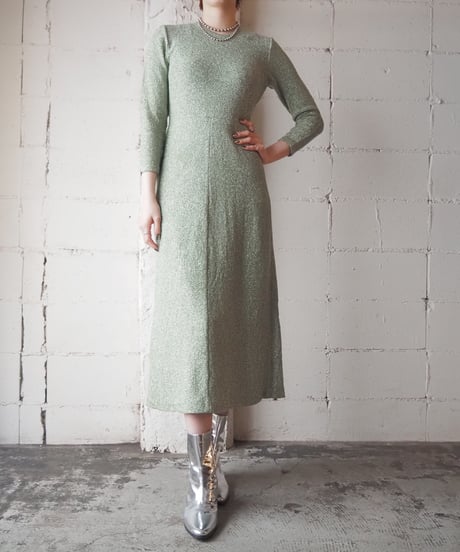 Lame Mix Crew Neck Knit Dress LGN