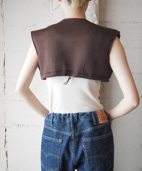 Drawstring Cropped Mesh Vest BR