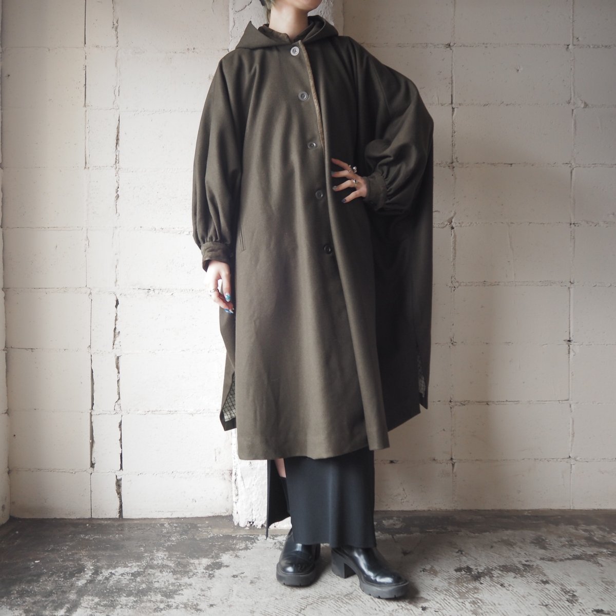 お値下げVintage Hooded Tyrolean stitch マント Tyrolean Hooded Cape Coat KA | Orfeo