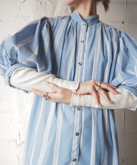 Volume Sleeve Stripe Shirt Dress LBL