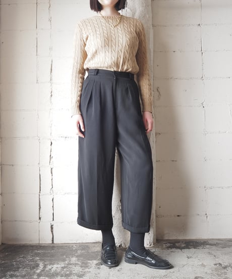 Wide Leg Three Tuck Slacks BK