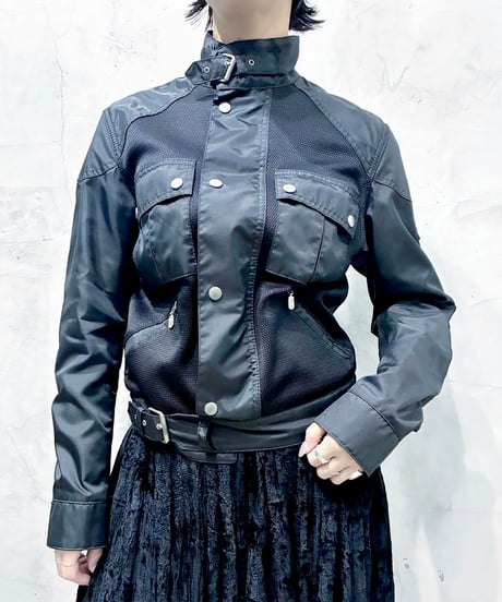 Belstaff Mesh Switching Stand Collar Jacket BK