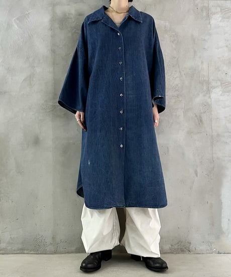Open Collar Denim Shirt Coat BL