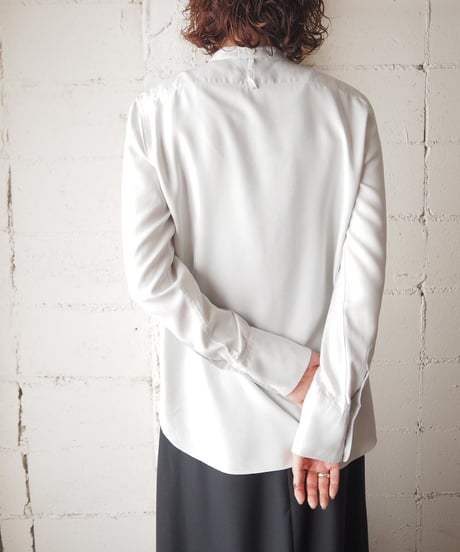 Band Collar Silk Shirt WH