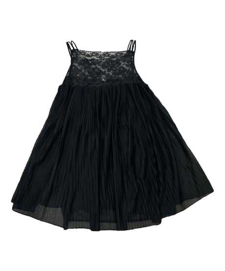 Lace × Pleats N/S Dress BK