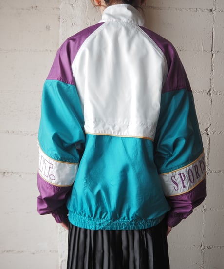 NIKE Stand Collar Tricolor Nylon Jacket PURGNWH