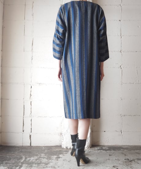 Germany Open Collar Stripe Dress BLBR