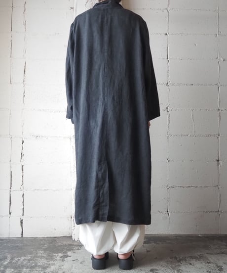 Wide Silhouette Linen Chester Coat BK