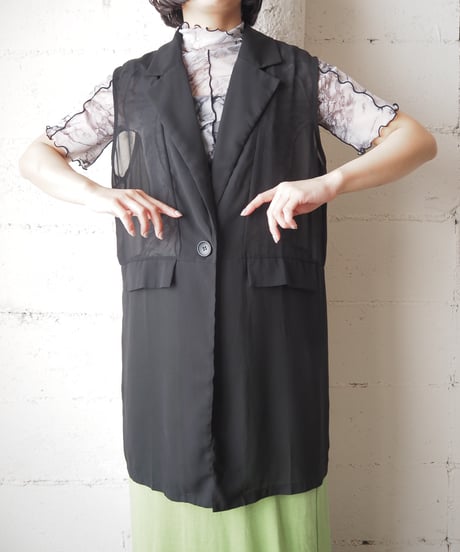Sheer Jacket Vest BK