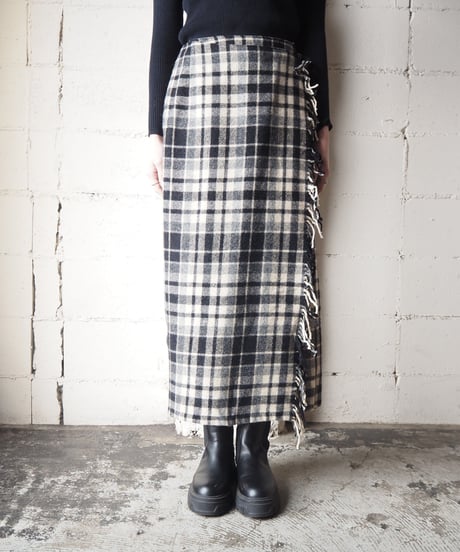 Check Pattern Wrap Tight Skirt BKWH