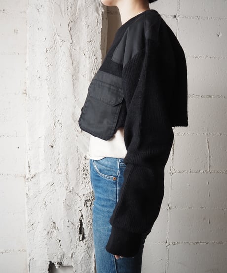 REMAKE Command Pocket Short Sweater BK