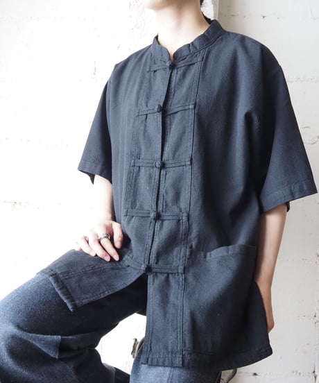 Short Sleeve China Shirt Jacket  BK