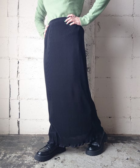 Pleated Long Tight Easy Skirt BK