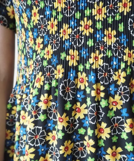 Flower Pattern Pleated Dress BKYE