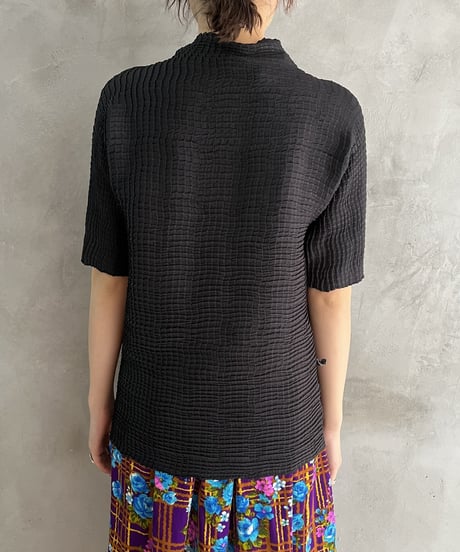 Pleated S/S Tops BK