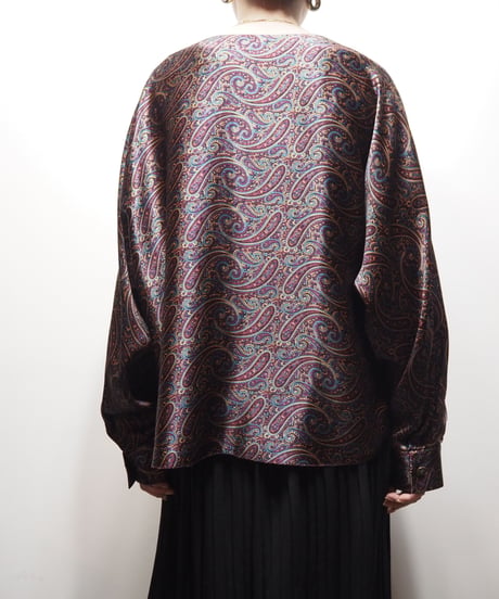 Paisley Pattern Collarless Blouse RE