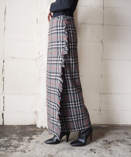 Plaid Wrap Long Skirt GR