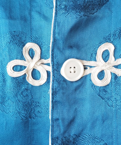 1960〜70's Open Collar Satin China Shirt BLWH