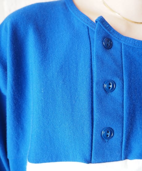 Henly Neck Bicolor Tops BL WH