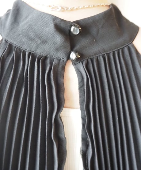 American Sleeve Pleated Seethrough Dress BK