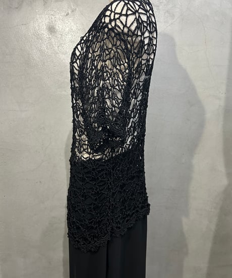 Beads Crochet Short Sleeve Cardigan BK