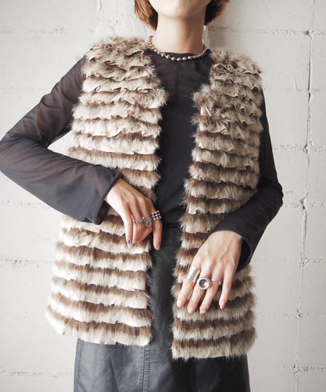 Fur × Knit Design Vest BEBR
